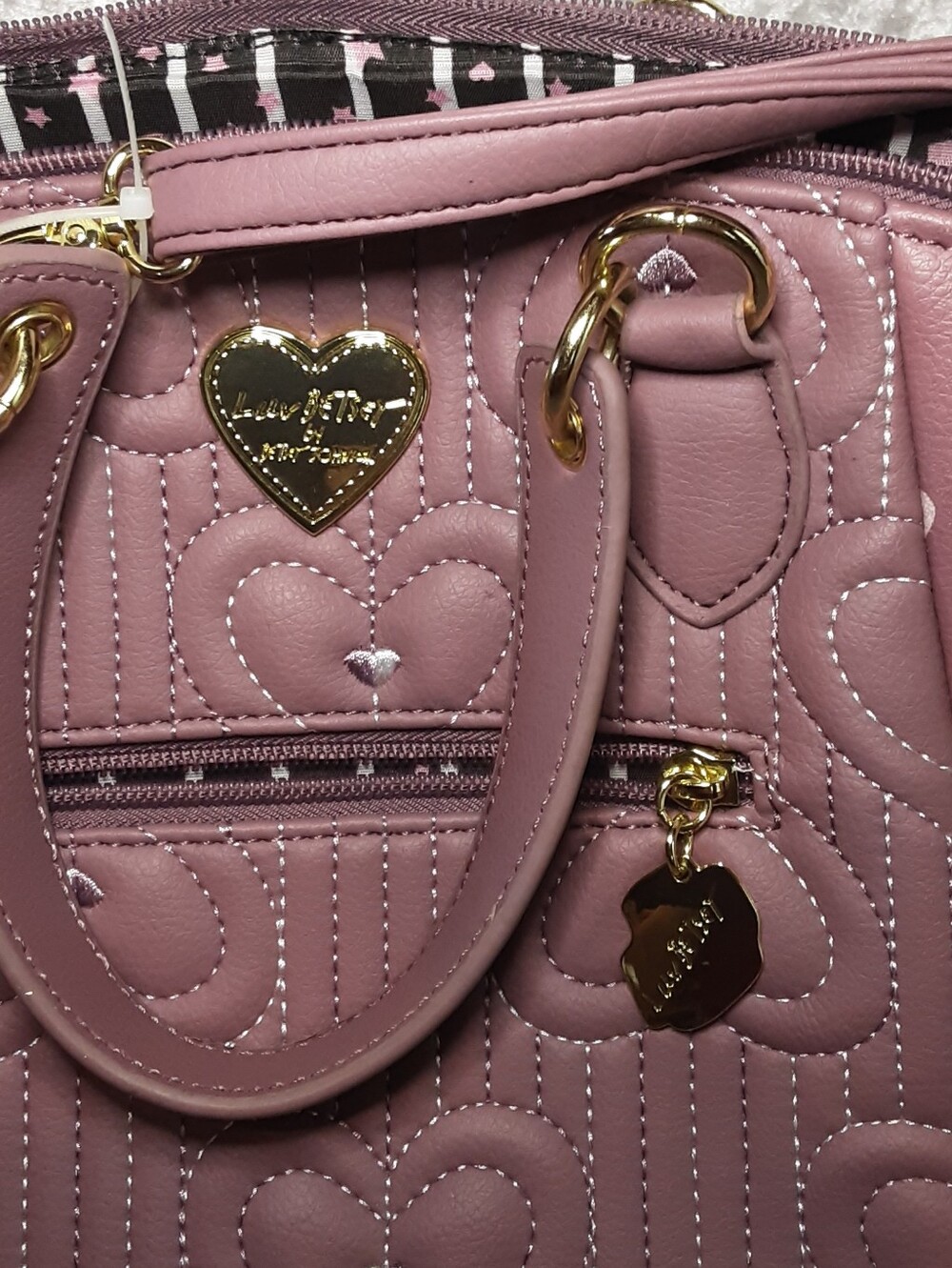 Luv Betsey Mauve Pink Heart-Accent Tote Bag - Picture 2 of 12
